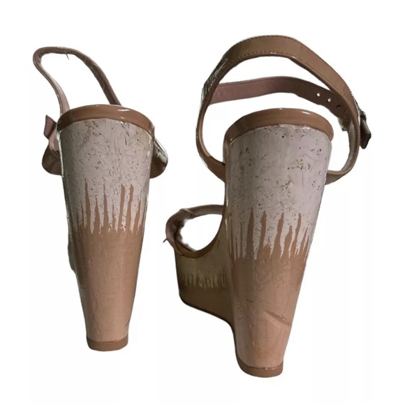 Stuart WEITZMAN Bambino Aniline Single Sky patent leather platform wedge sandals - Picture 4 of 5